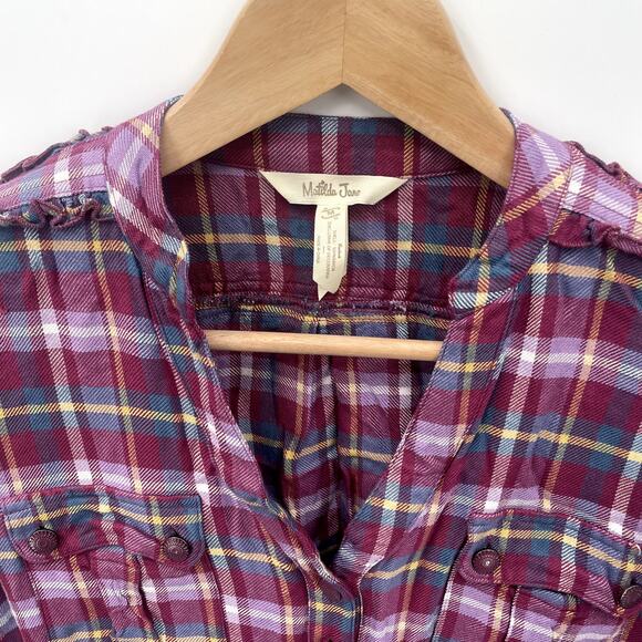 Matilda Jane | Millie All Day Ruffle Plaid Top // M - Picture 5 of 10